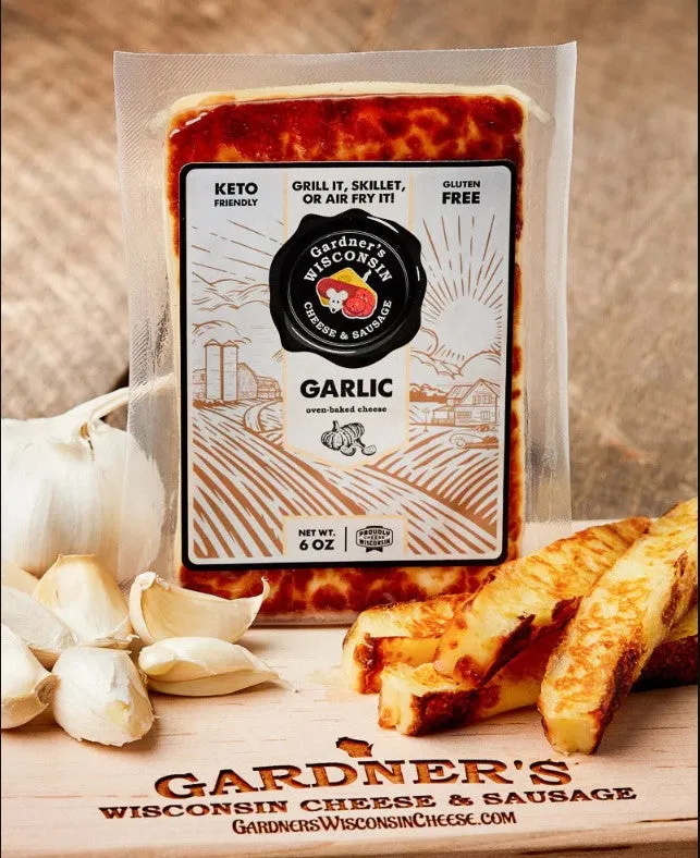 Gardner's Wisconsin Garlic Oven-Baked Cheese Gluten Free Keto Friendly Eat Hot