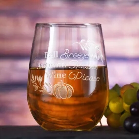 Gift for Pumpkin Spice Lovers, Stemless Wine Glass