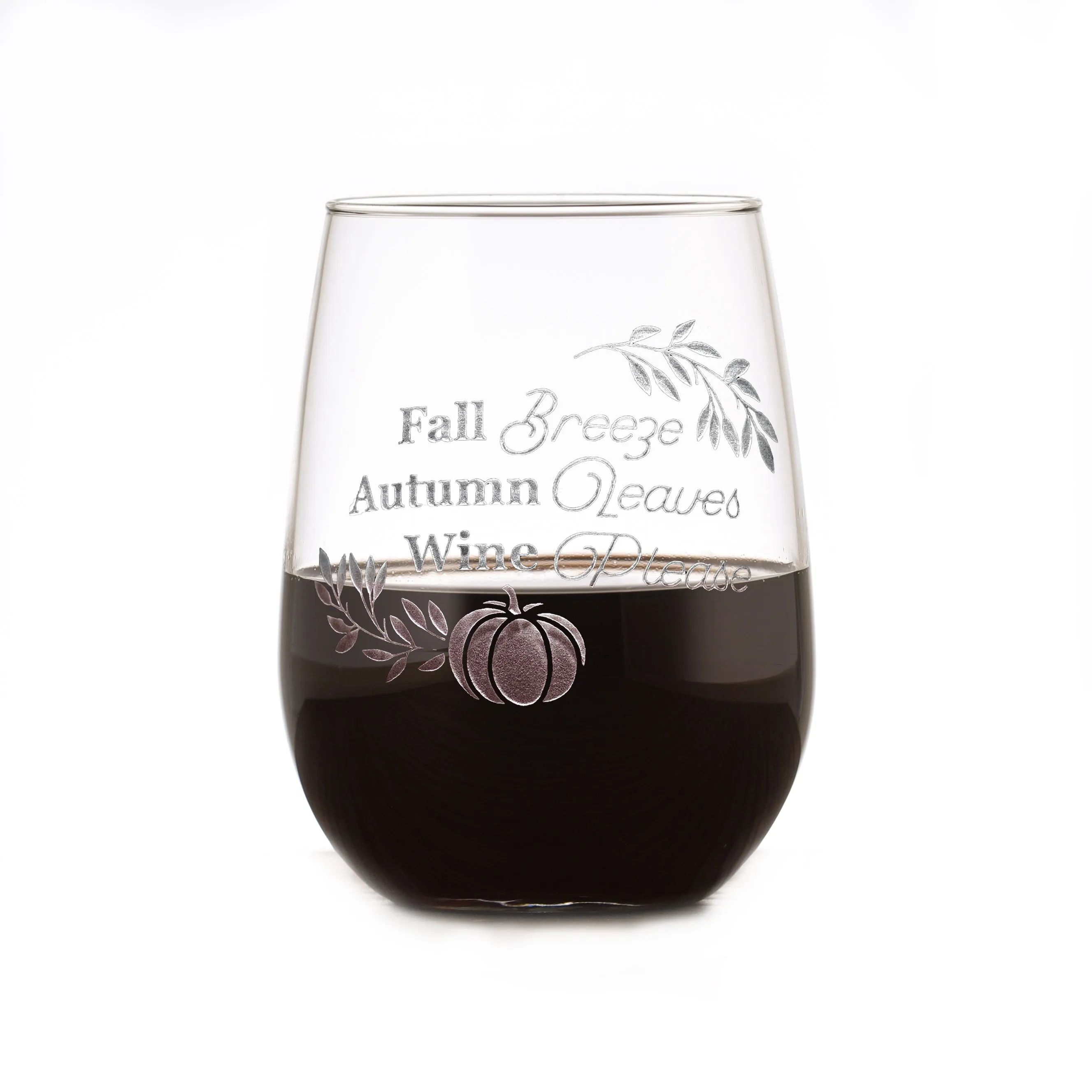 Gift for Pumpkin Spice Lovers, Stemless Wine Glass