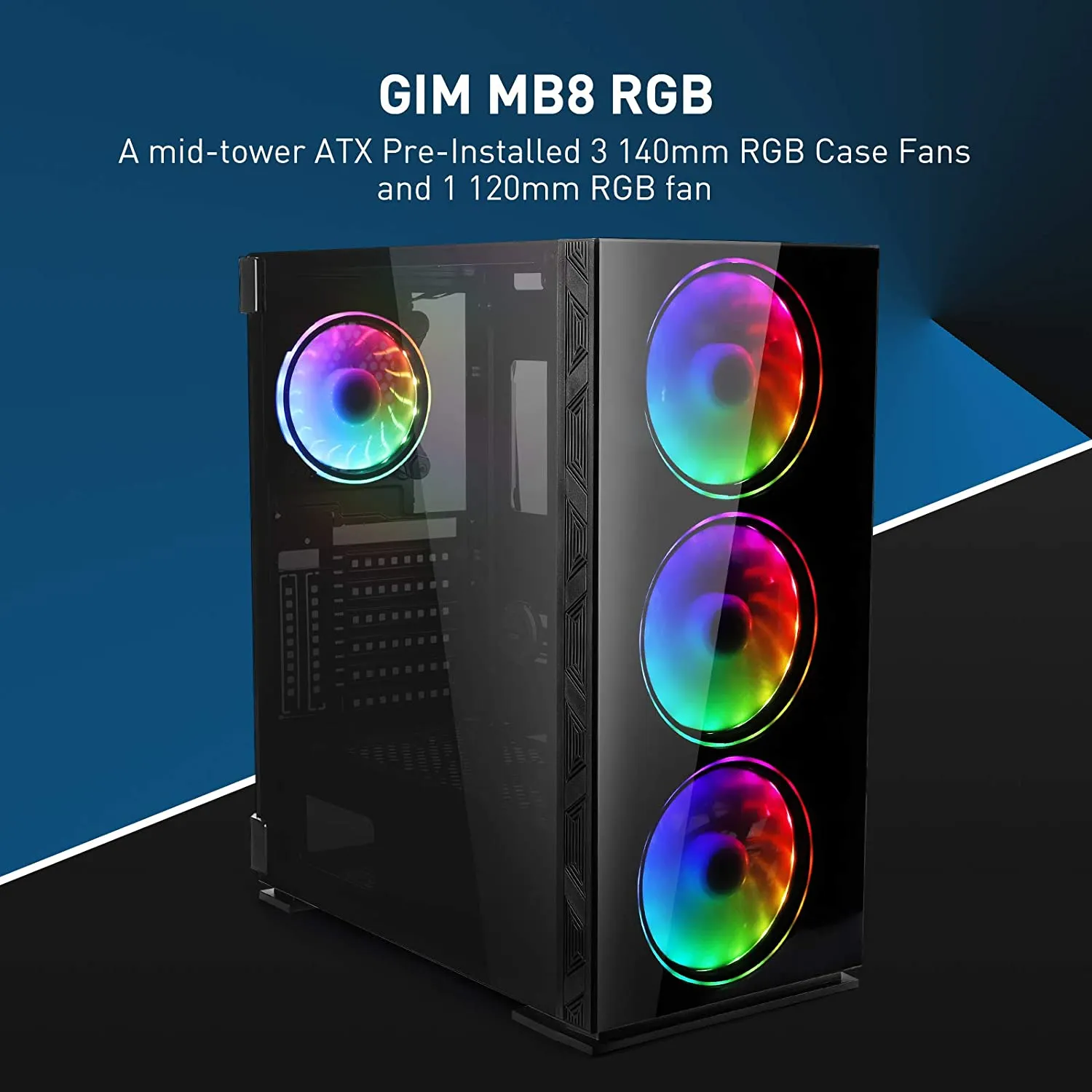 GIM MB8 ATX Case, Mid-Tower PC Gaming Chassis