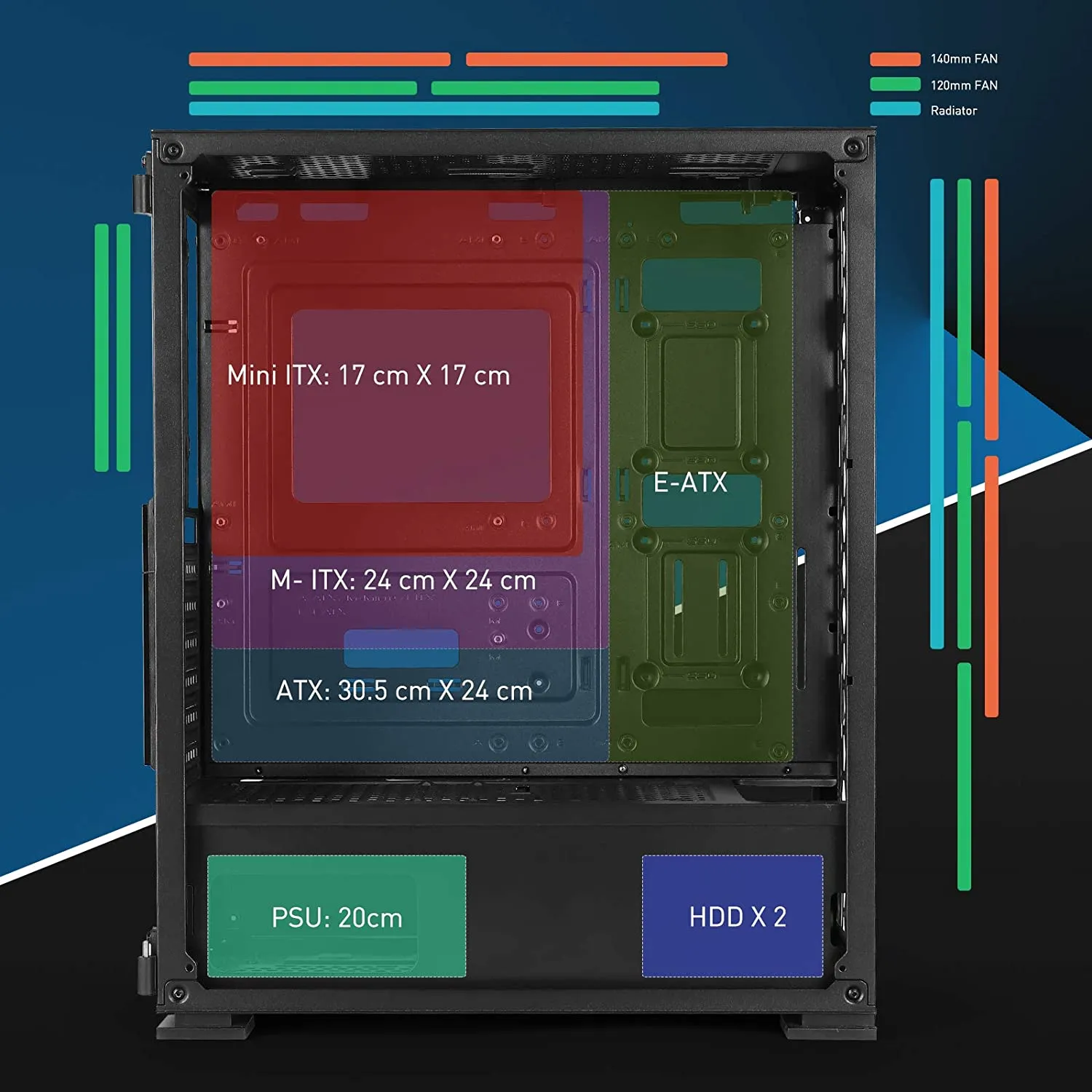 GIM MB8 ATX Case, Mid-Tower PC Gaming Chassis