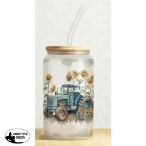 Glass Coffee Cup - Sunflower Tractor