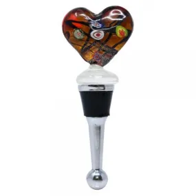 Glass Red Heart Bottle Stopper