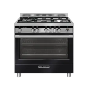 Glem GS965GGN 90cm Gas Black & Stainless Steel Italian Made Stove - Special Order