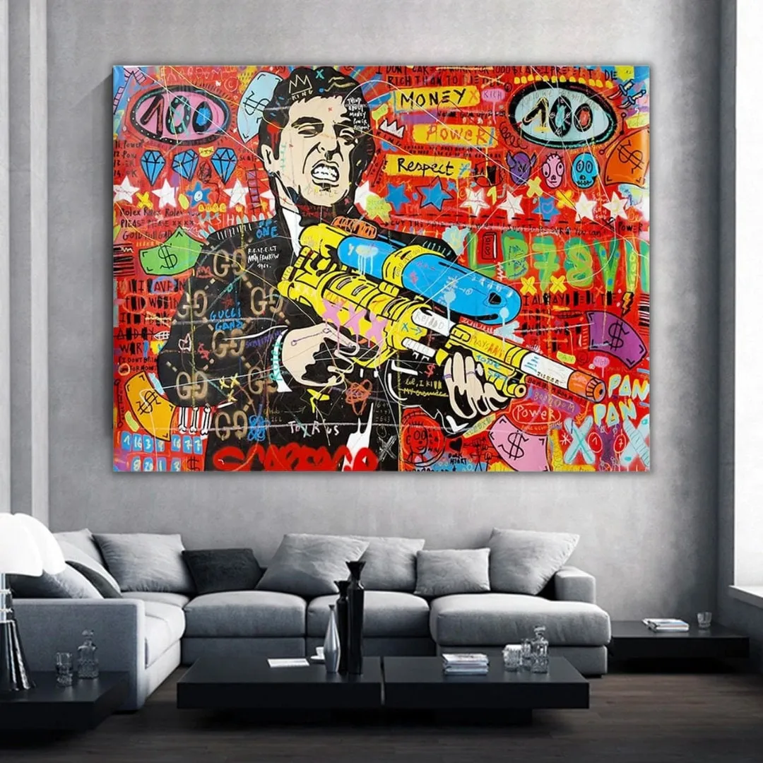 Graffiti Canvas Wall Poster - Godfather Scarface Pablo Design