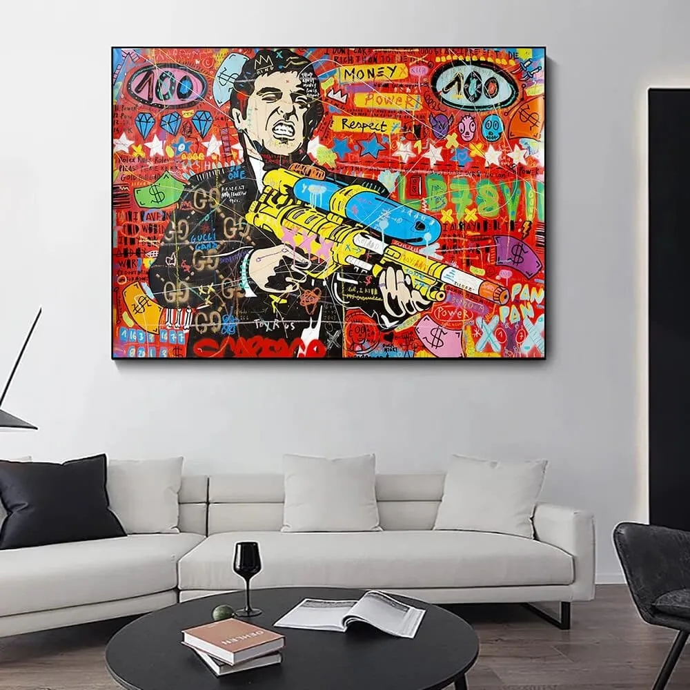 Graffiti Canvas Wall Poster - Godfather Scarface Pablo Design