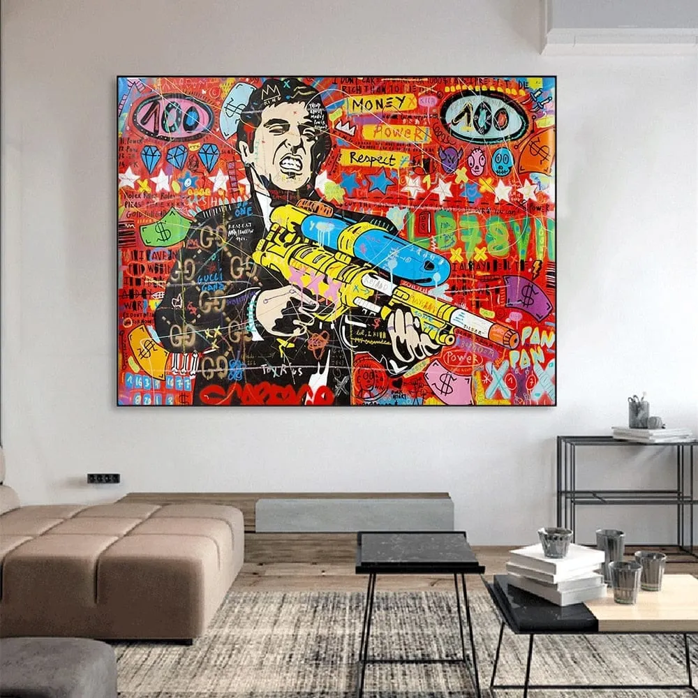 Graffiti Canvas Wall Poster - Godfather Scarface Pablo Design