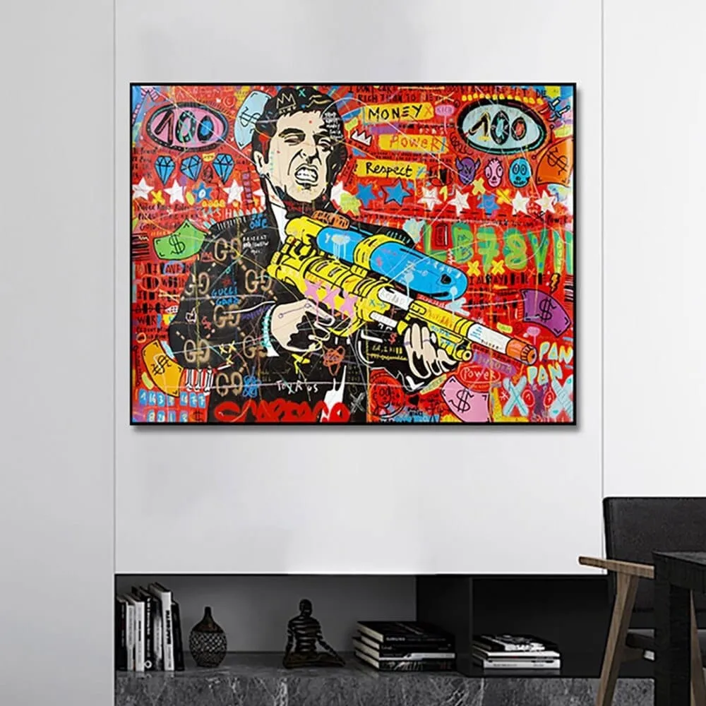 Graffiti Canvas Wall Poster - Godfather Scarface Pablo Design