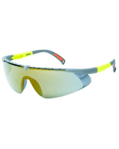 Gray Frame - Gray Mirror Lens - Adjustable Nylon Temples - Soft Rubber Insert Tip Safety Glasses