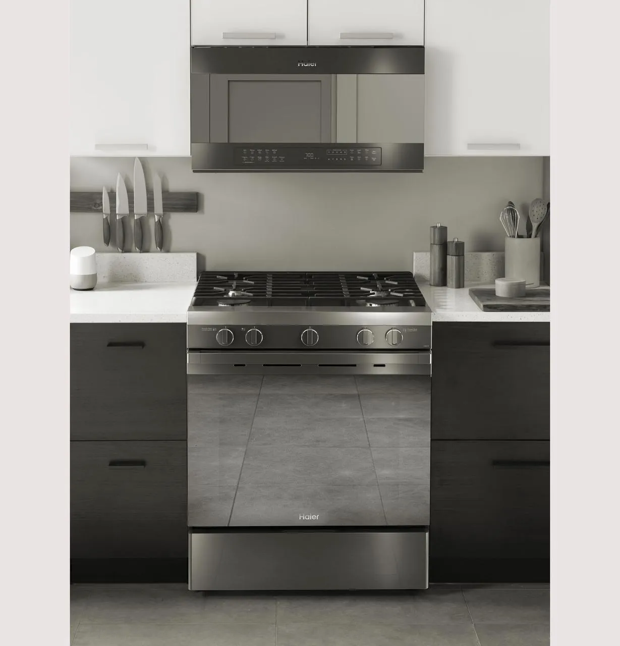 Haier QGSS740BNTS 30" Smart Slide-In Gas Range with Convection