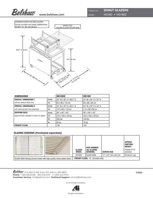 HG18EZ Glazer with Drain Tray and EZ Lift Applicator with one 17" x 25" Glazing Screen