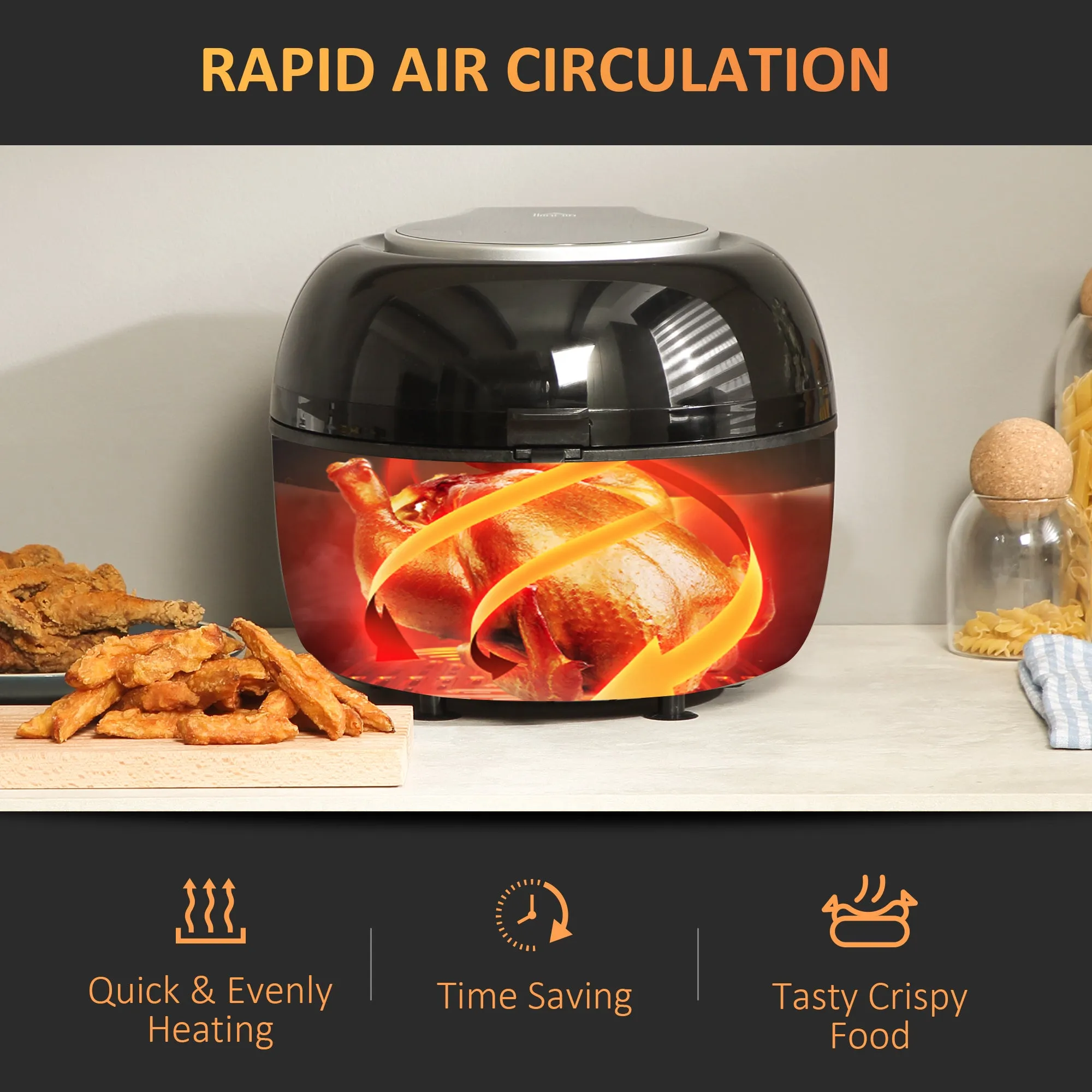 HOMCOM 7L Digital Air Fryer w/ Dehydrate 7 Presets, Rapid Air Circulation 1500W