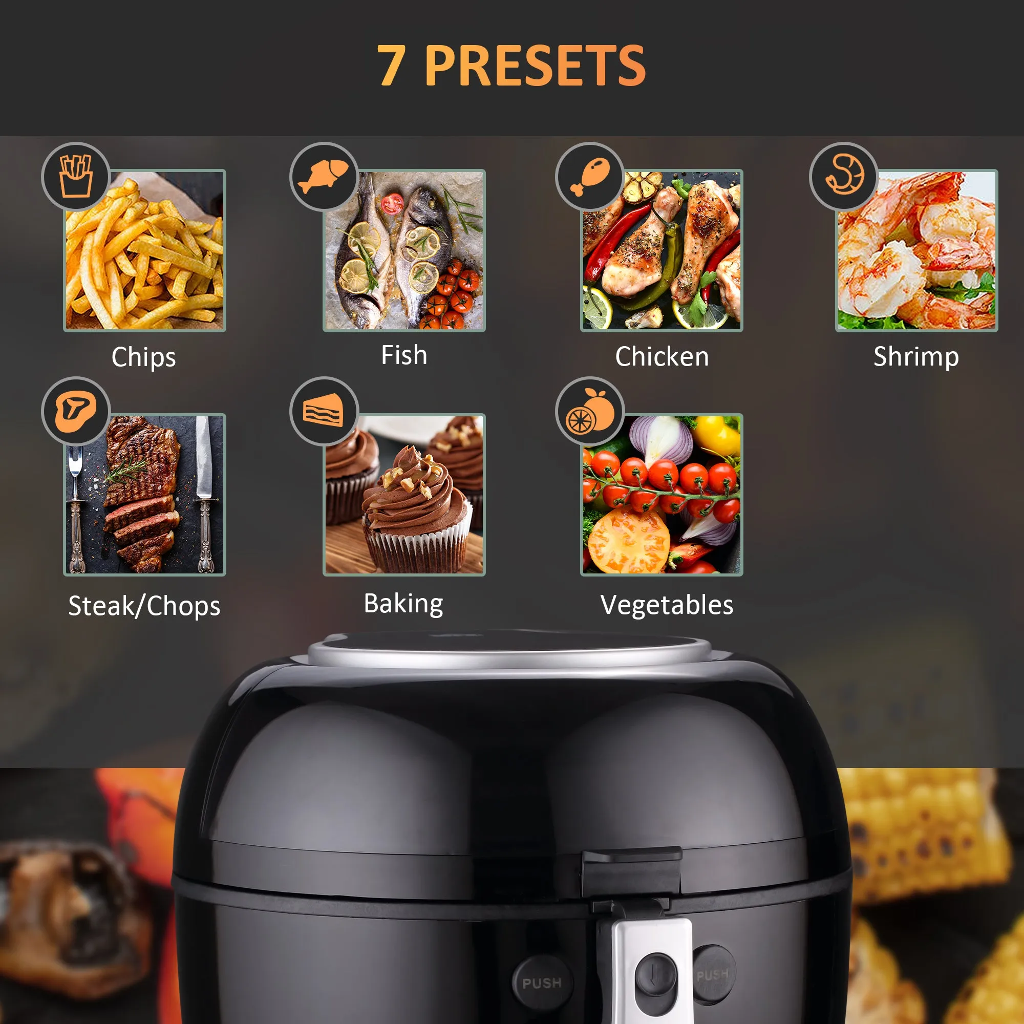 HOMCOM 7L Digital Air Fryer w/ Dehydrate 7 Presets, Rapid Air Circulation 1500W