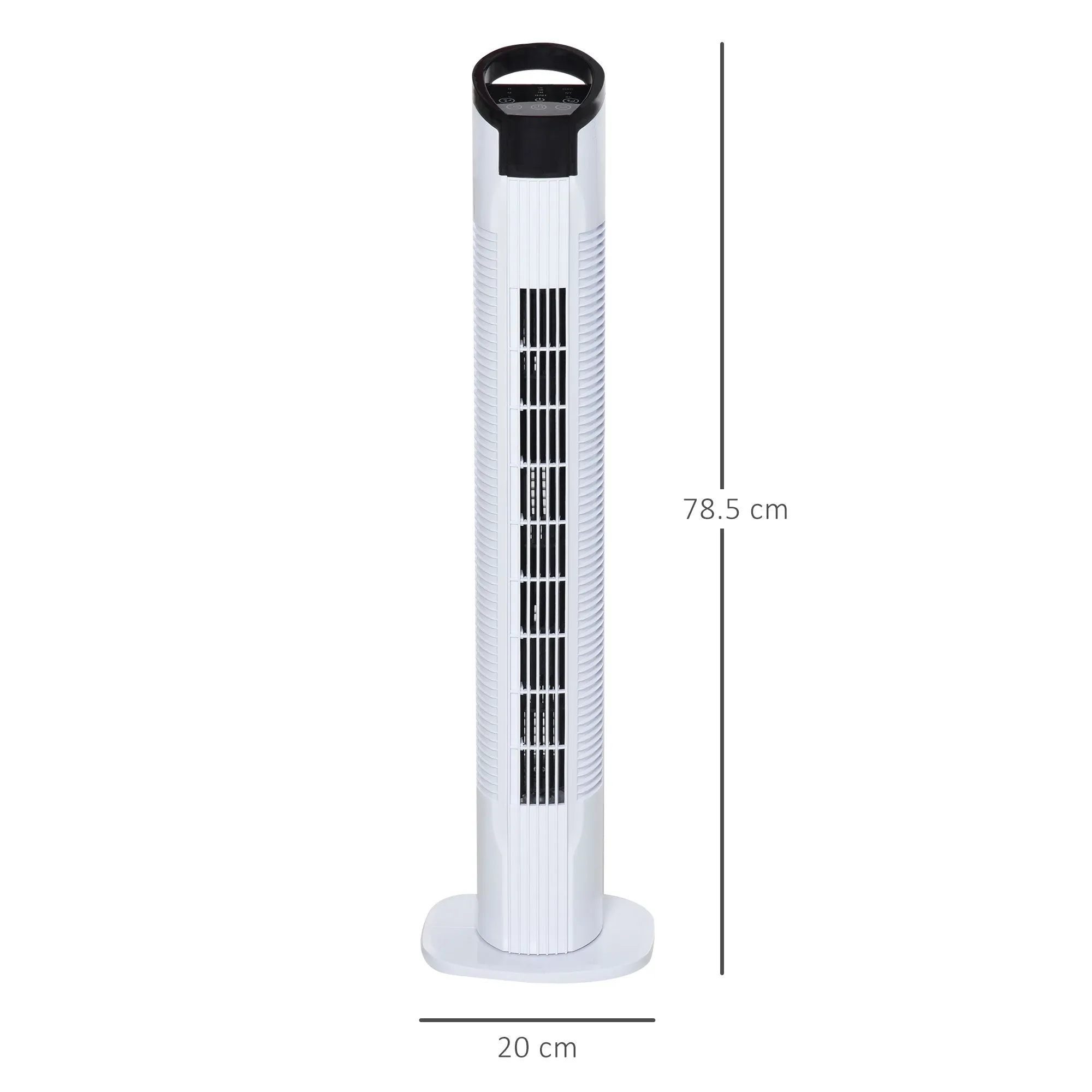 Homcom Freestanding Tower Fan 3 Speed 3 Mode 7.5h Timer 70 Degree Oscillation LED Panel 5M Remote Controller Black and White Fan Mode Timer 70° Oscillation Panel Controller