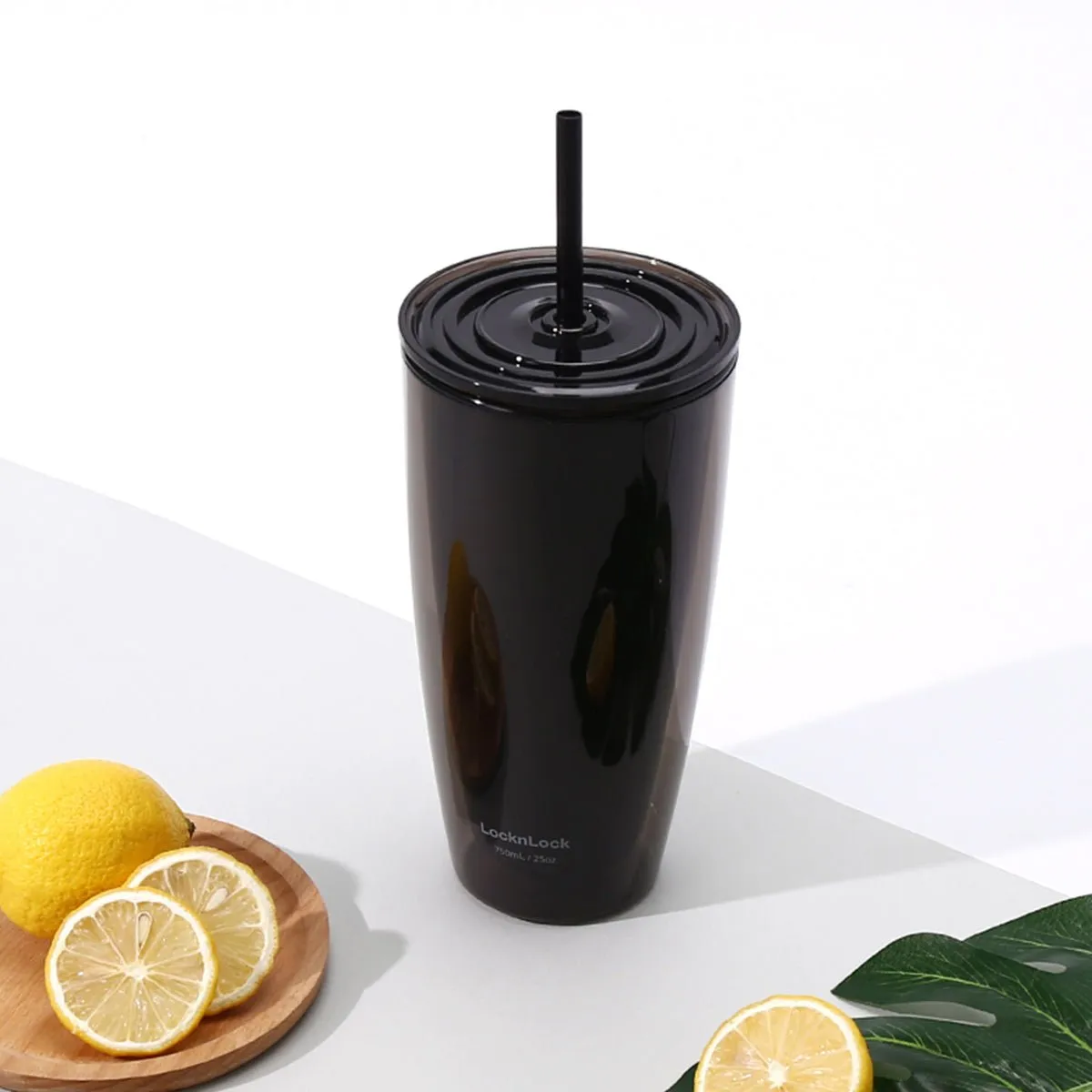 Ice Master 750ml Black Double Straw Cup