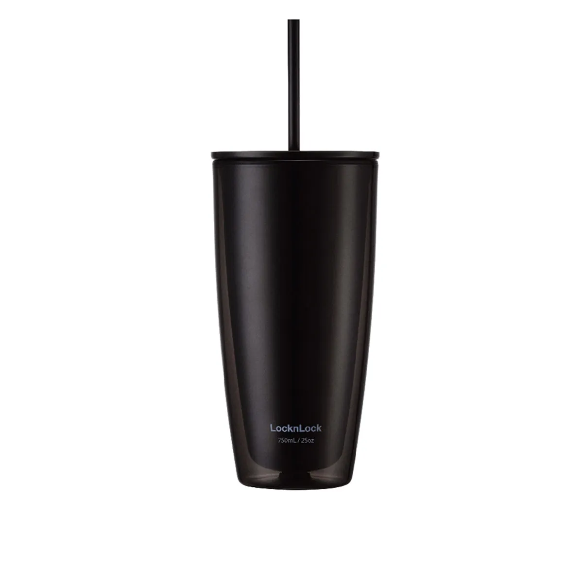 Ice Master 750ml Black Double Straw Cup