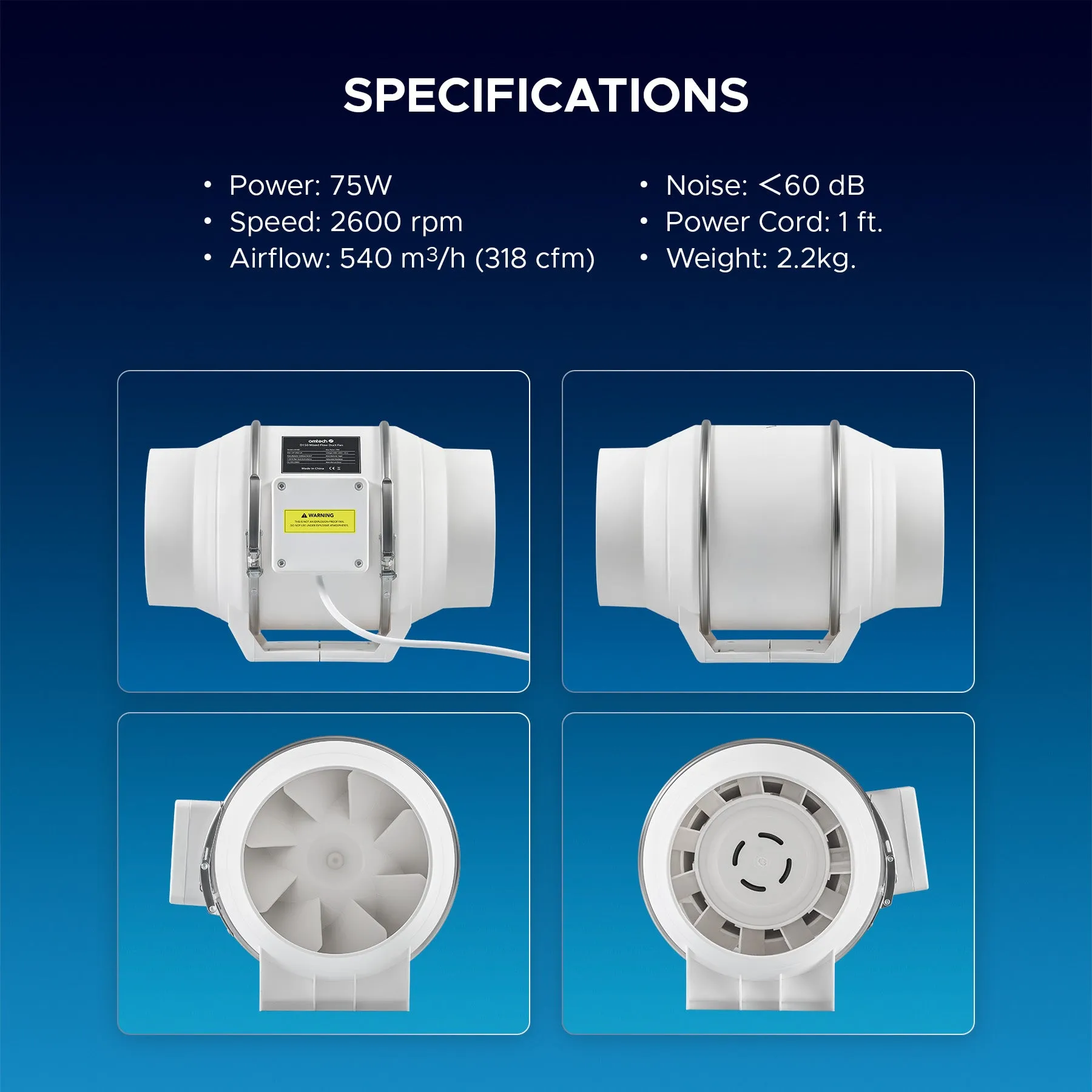 Industrial Exhaust Fan & Duct Fan for Laser Engraver & Cutter | LAP-0400