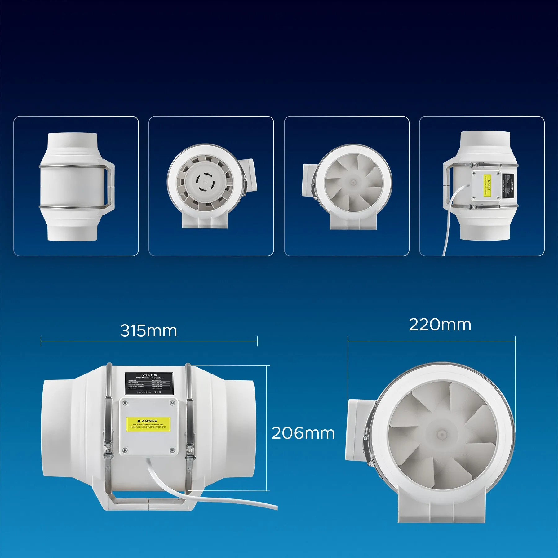 Industrial Exhaust Fan & Duct Fan for Laser Engraver & Cutter | LAP-0400