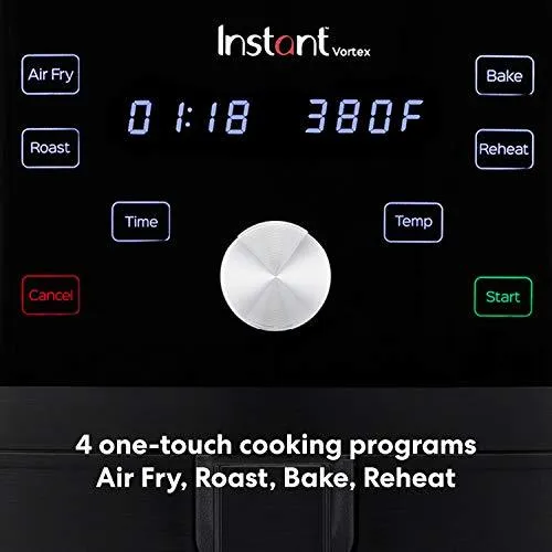 Instant Pot Vortex 4-in-1 Air Fryer, 6 Quart, 4 One-Touch Programs, Air Fry, Roast, Bake, Reheat