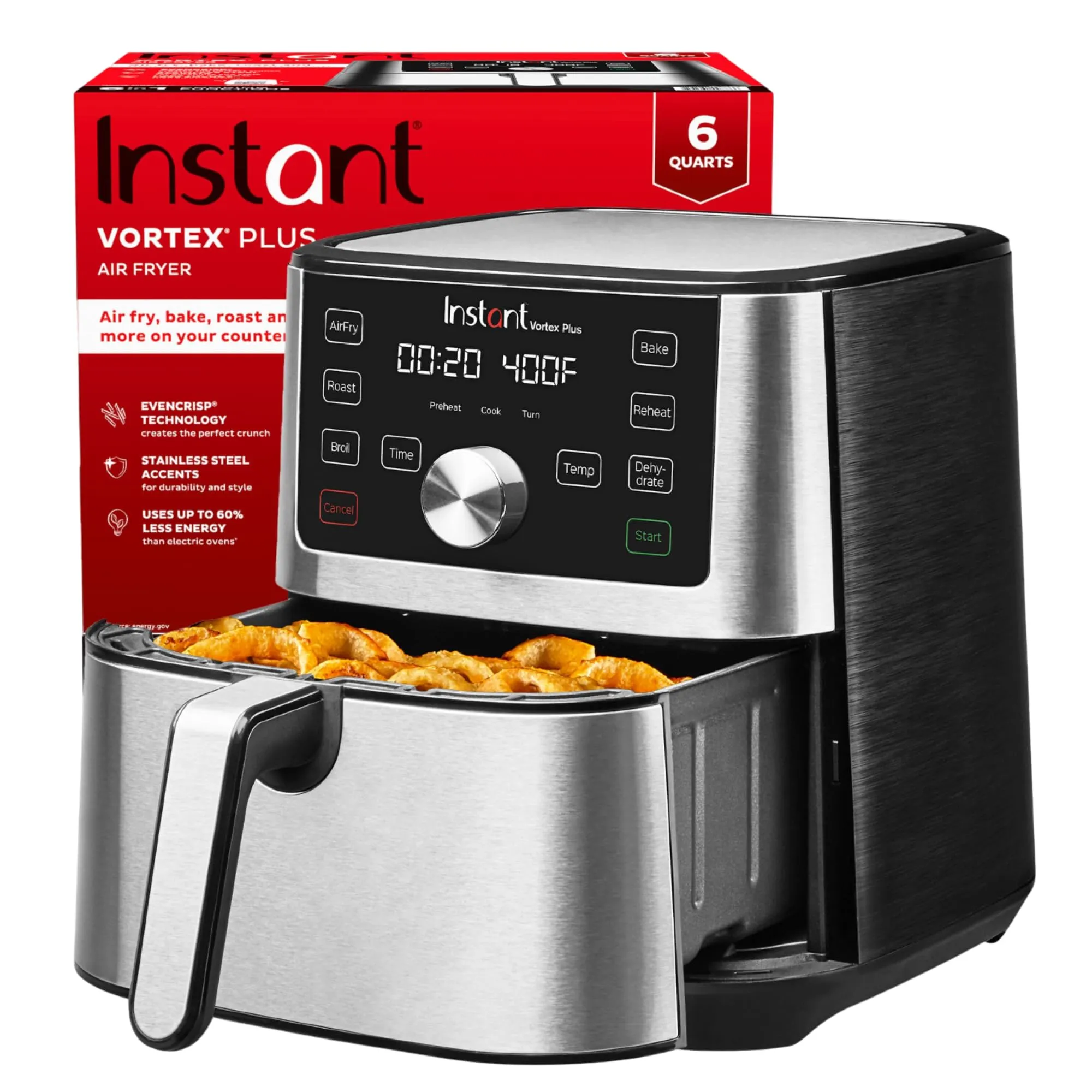 Instant Pot Vortex Plus 6QT XL Air Fryer, 6-in-1, Broils, Dehydrates, Crisps, Roasts, Reheats, Bakes for Quick Easy Meals, 100  In-App Recipes, Dishwasher-Safe, from the Makers of Instant Pot, Black