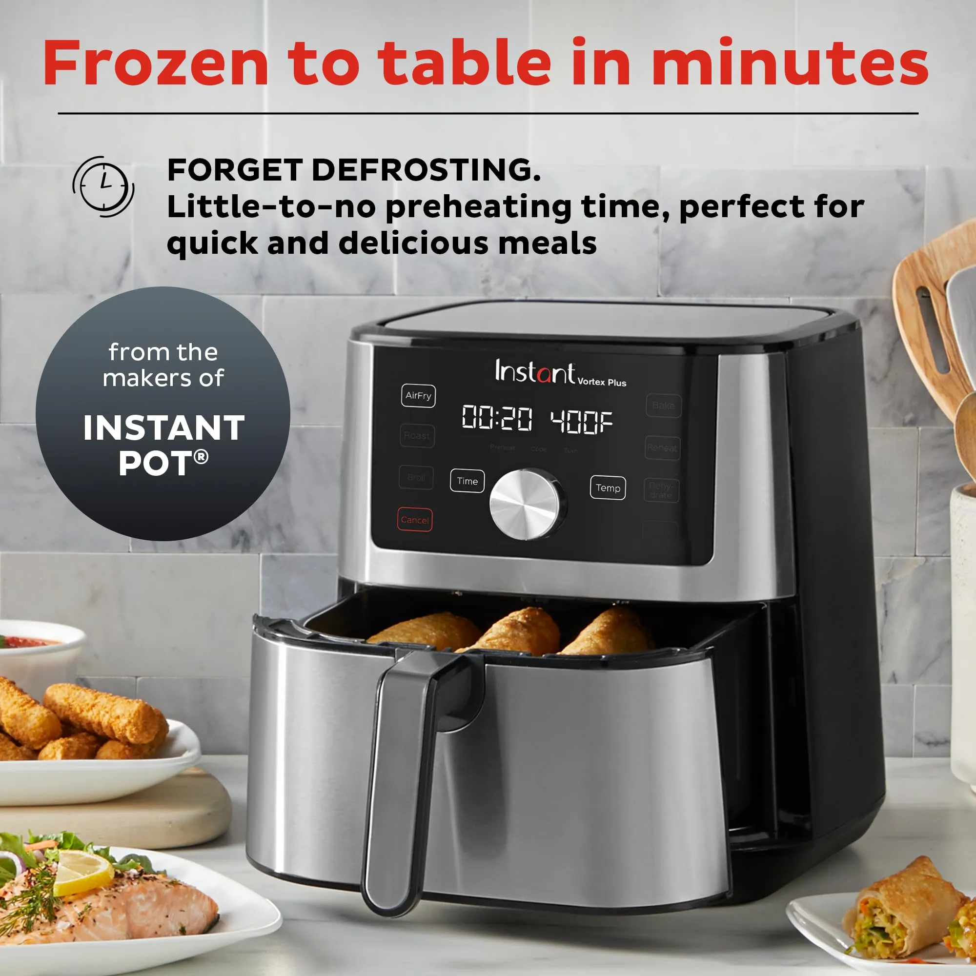 Instant Pot Vortex Plus 6QT XL Air Fryer, 6-in-1, Broils, Dehydrates, Crisps, Roasts, Reheats, Bakes for Quick Easy Meals, 100  In-App Recipes, Dishwasher-Safe, from the Makers of Instant Pot, Black