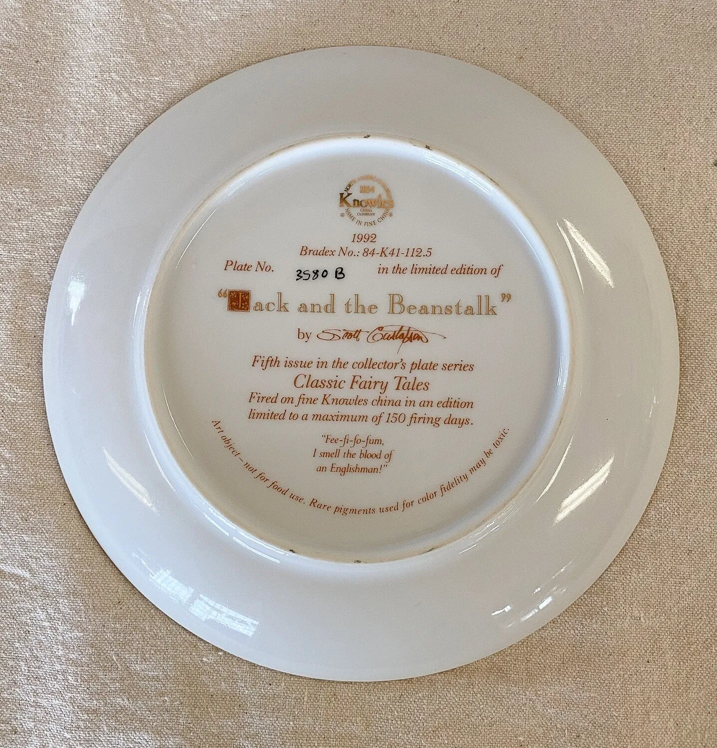 Jack and the Beanstalk Collector Plate - Knowles