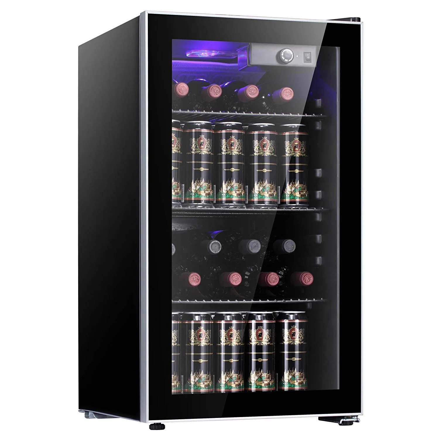 JAMFLY 37 Bottle Refigerator Wine Cooler/Cabinet Counter Top Wine Cellar with Compressor, Freestanding/Bottle Refrigerator,Quiet Operation Fridge,Black