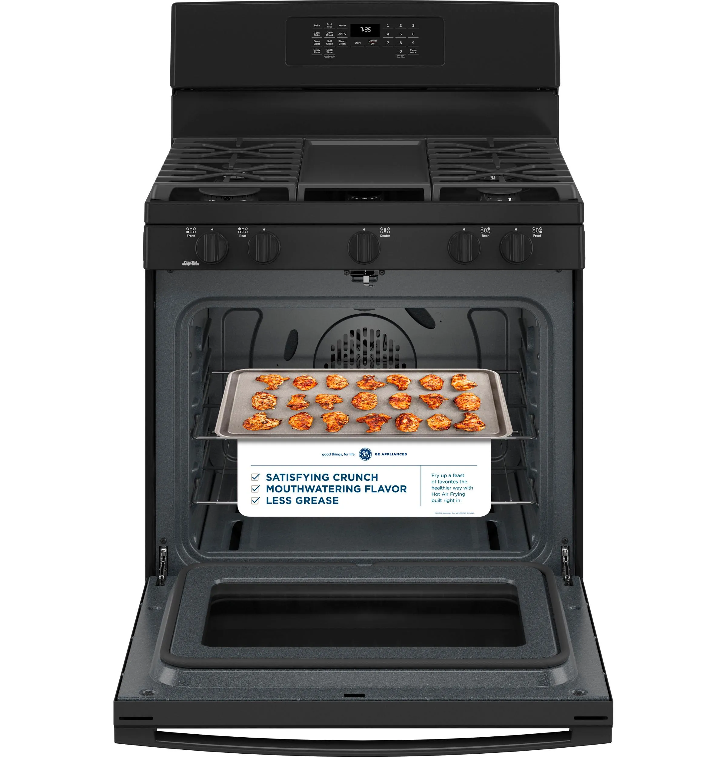 JGB735DPBB GE® 30" Free-Standing Gas Convection Range with No Preheat Air Fry