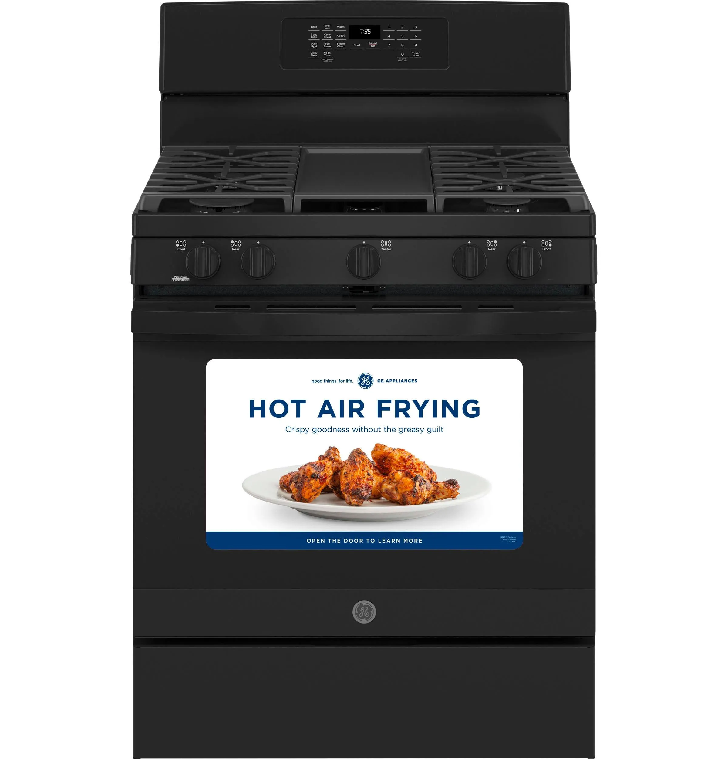 JGB735DPBB GE® 30" Free-Standing Gas Convection Range with No Preheat Air Fry