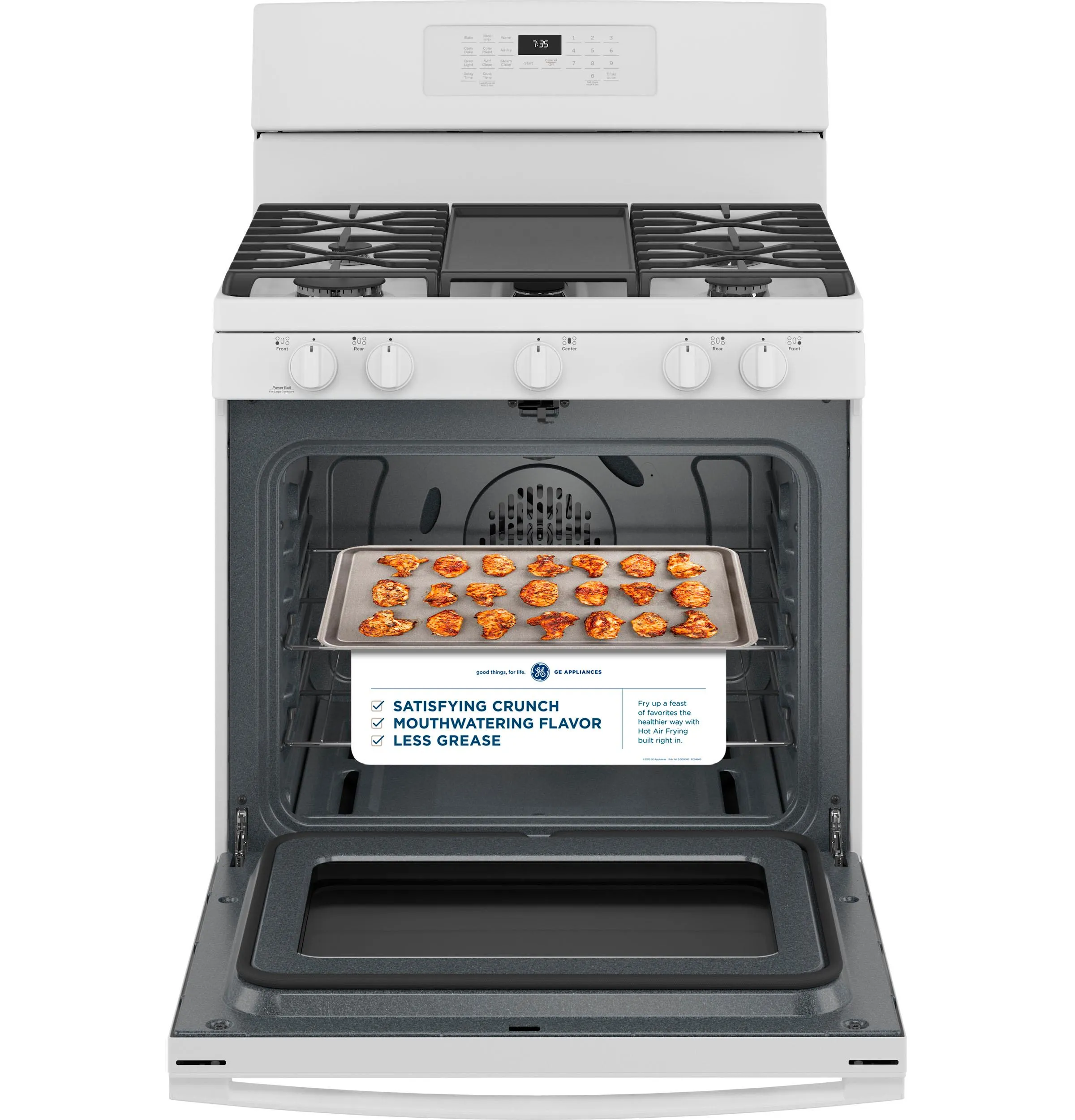 JGB735DPWW GE® 30" Free-Standing Gas Convection Range with No Preheat Air Fry