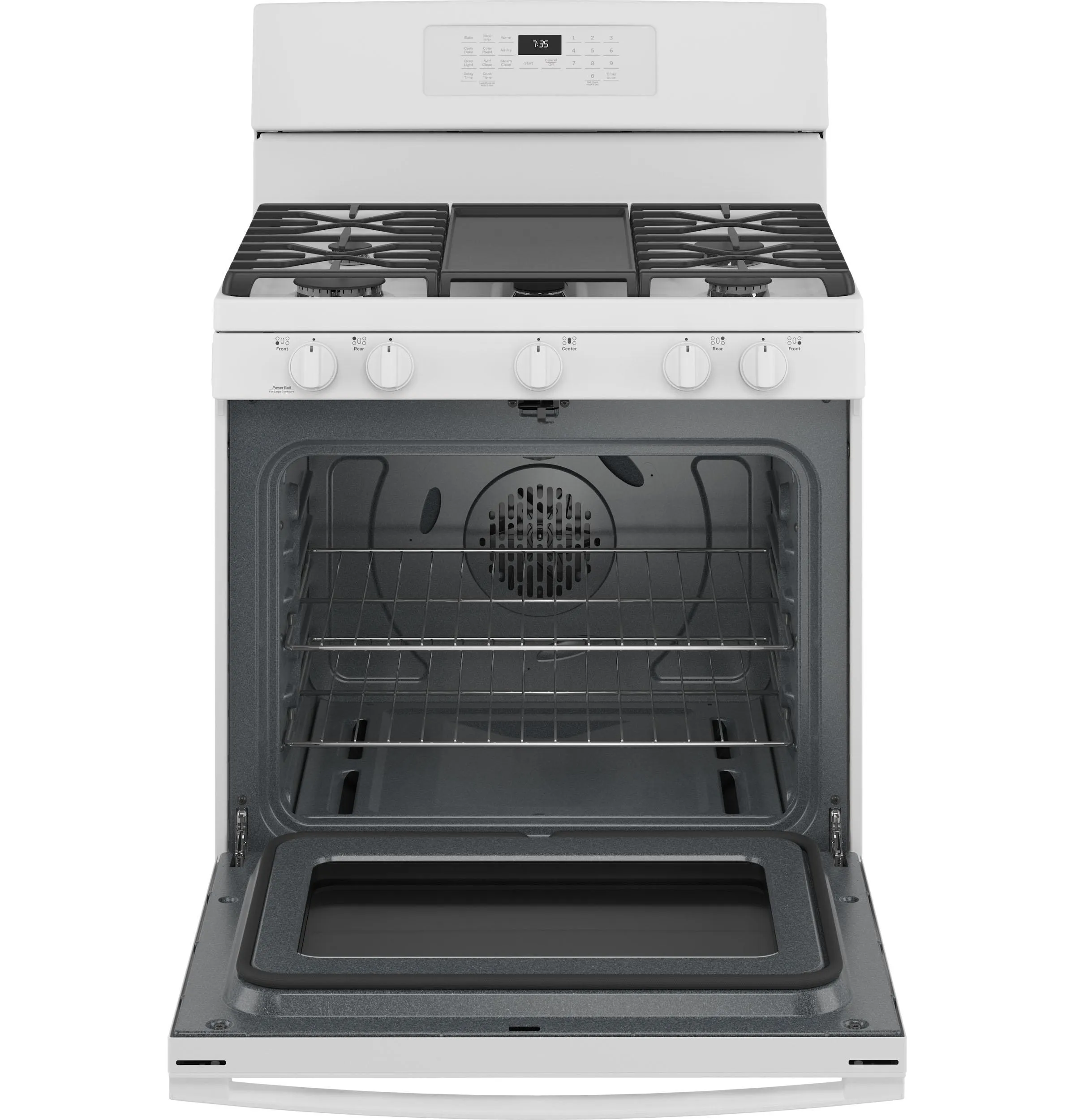 JGB735DPWW GE® 30" Free-Standing Gas Convection Range with No Preheat Air Fry