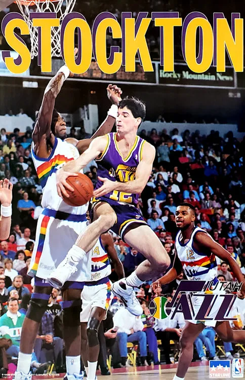 John Stockton "Classic" Utah Jazz NBA Action Poster - Starline Inc. 1992