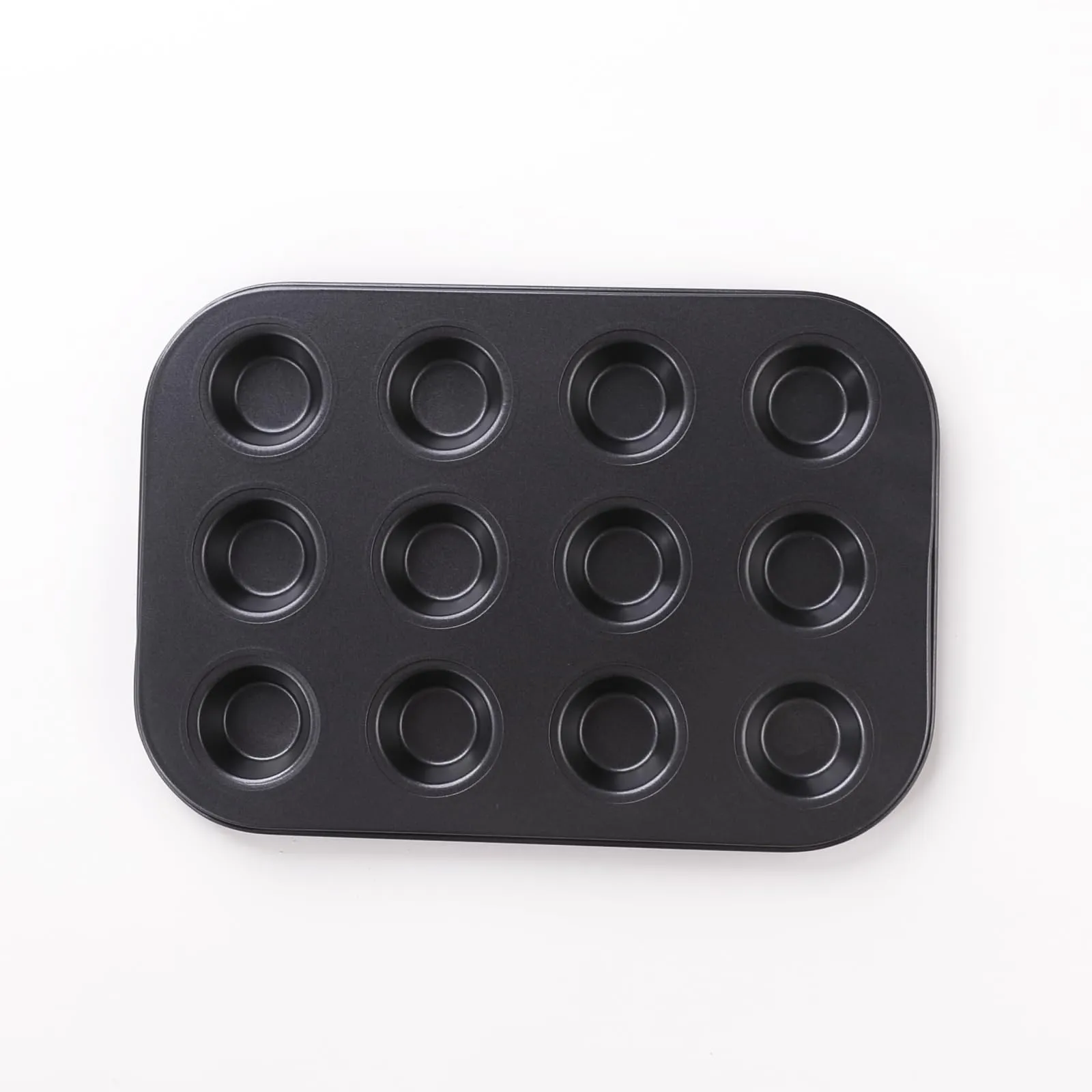 Kuber Industries 12 Slots Non-Stick Cup Cake Tray|Cup Cake Mould for Baking|Idol for Muffin, Small Cake (Black)