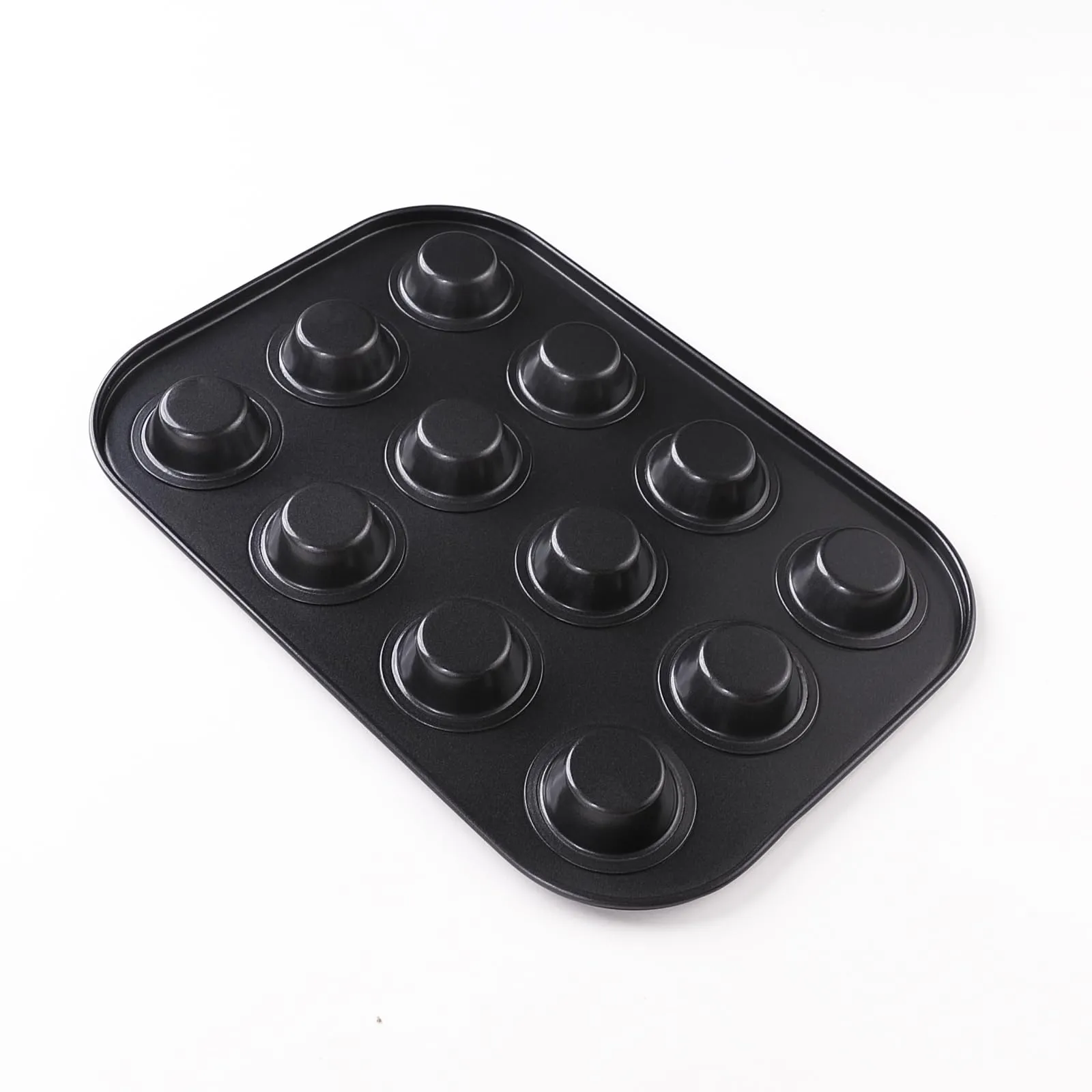 Kuber Industries 12 Slots Non-Stick Cup Cake Tray|Cup Cake Mould for Baking|Idol for Muffin, Small Cake (Black)