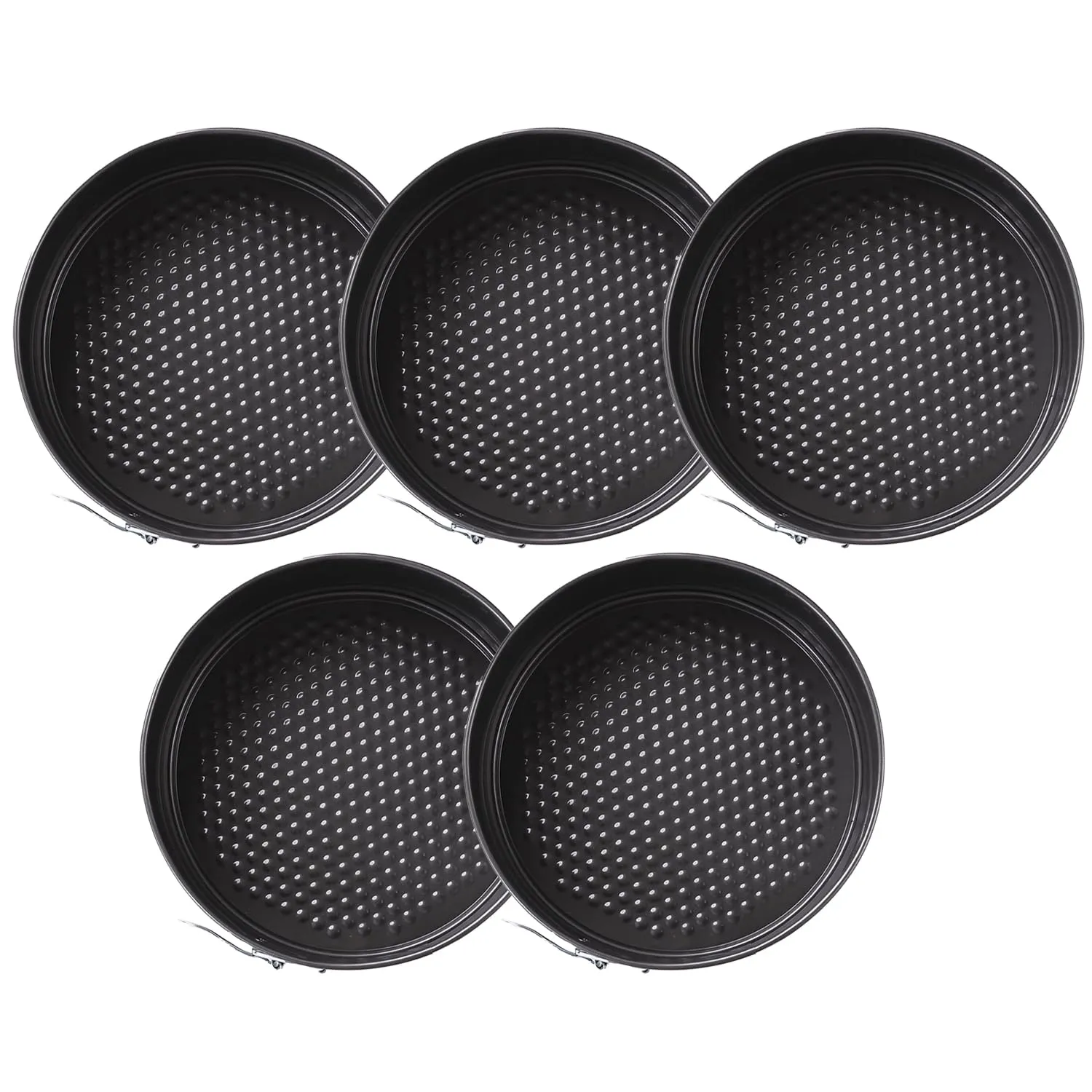 Kuber Industries Cake Mould with Removable Base|Cake Tray for Baking|Idol for Bread, Pie, Pizza-Pack of 5 (Black)