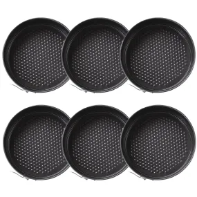 Kuber Industries Cake Mould with Removable Base|Cake Tray for Baking|Idol for Bread, Pie, Pizza-Pack of 6 (Black)