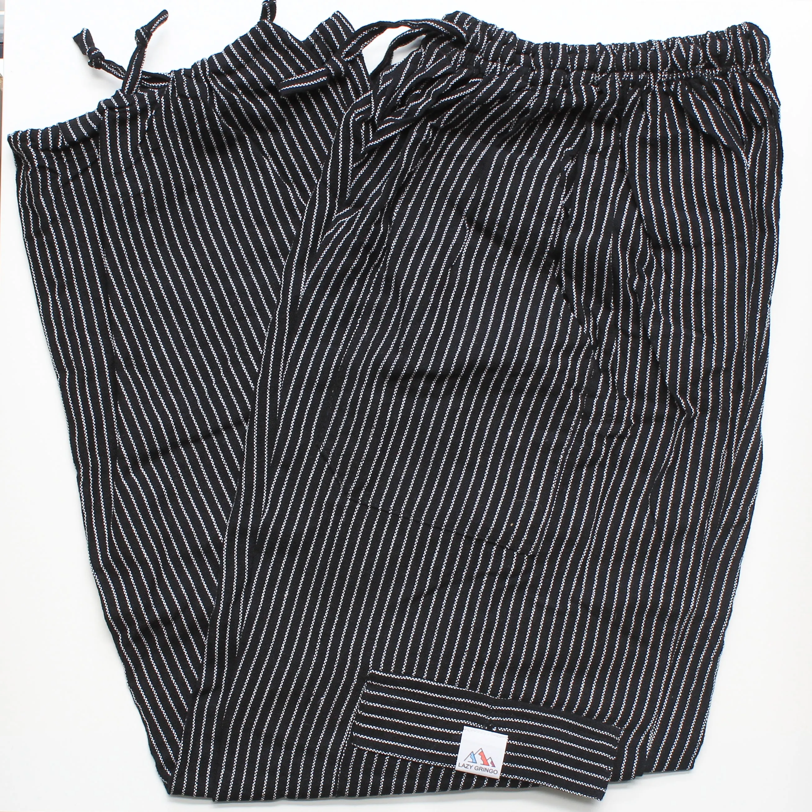 (Large) Black with thin White Stripes 0215