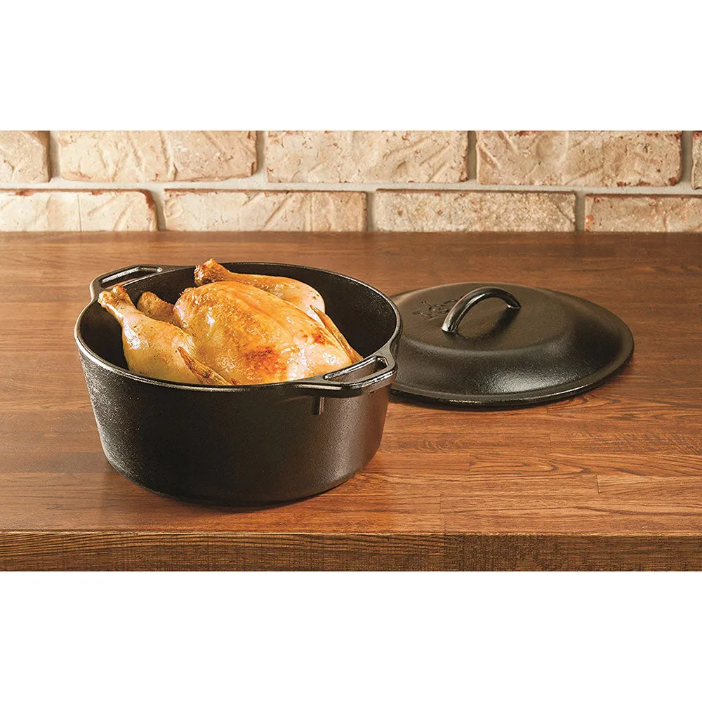 Lodge L8DOL3 Cast Iron Dutch Oven, Seasoned, 5 qt.