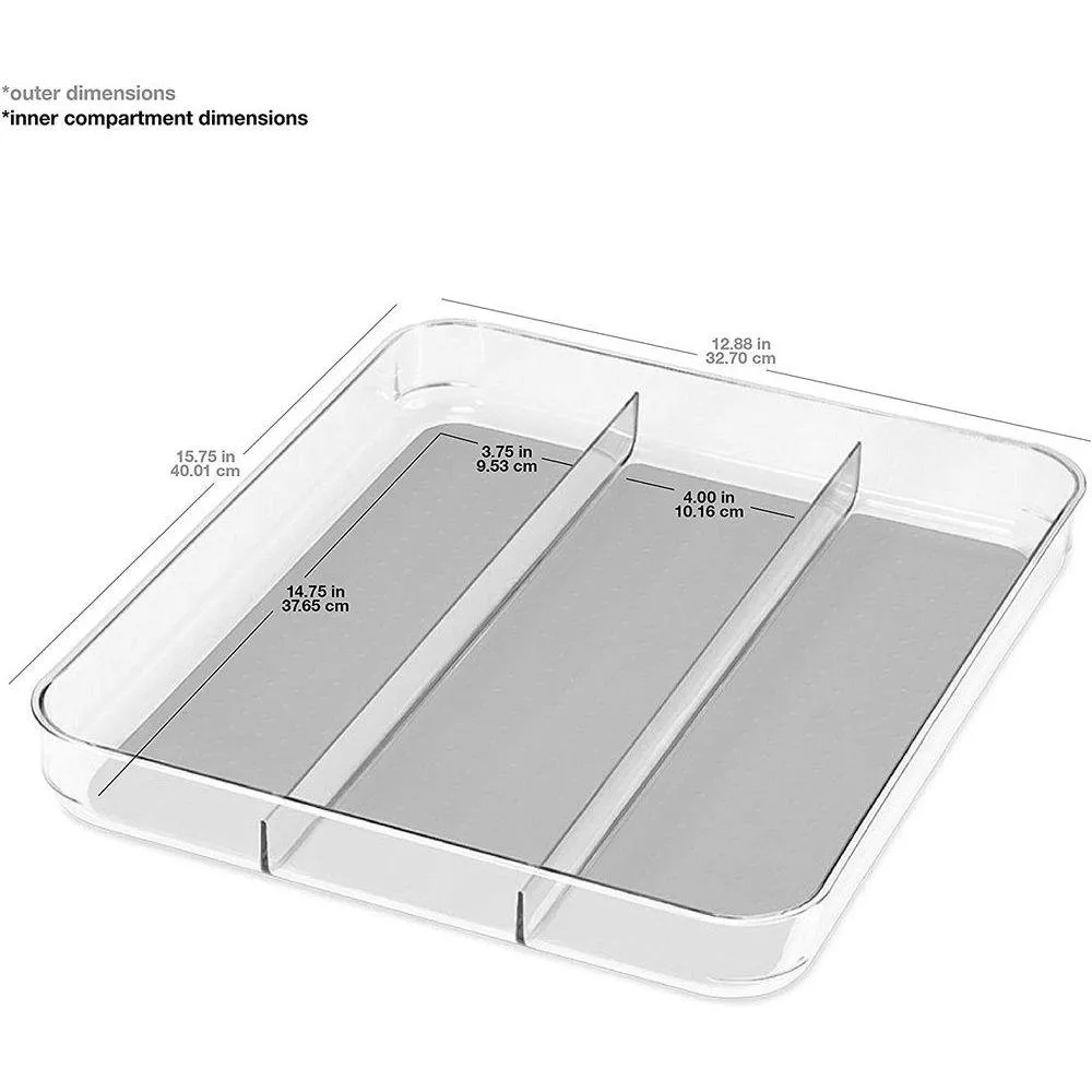 Madesmart 3 Compartment Utensil Tray Clear