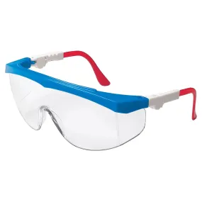 MCR Safety TK1 Safety Glasses - Red/White/Blue Frame - Clear Lens - TK130