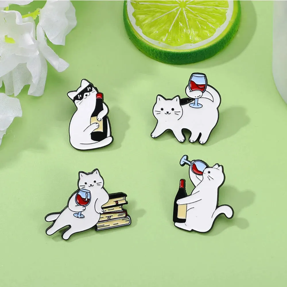 Meow & Merlot Cat Pin