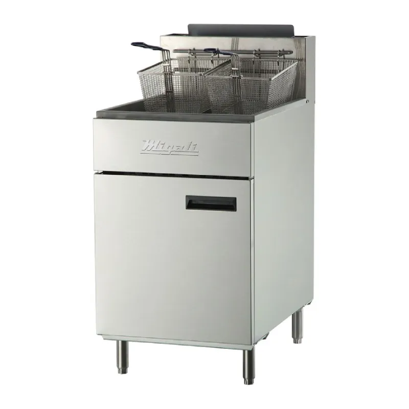 Migali - C-F75-NG, Commercial 75Lbs Deep Fryer 5 Burners 1 Fry Pot Natural Gas BTU170000