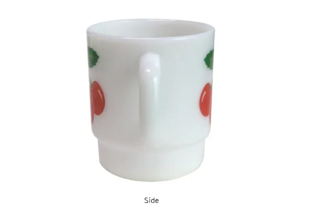 MILK GLASS CUP Cherry