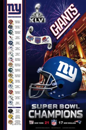 New York Giants Super Bowl XLVI Champions Commemorative Poster - Action Images 2012