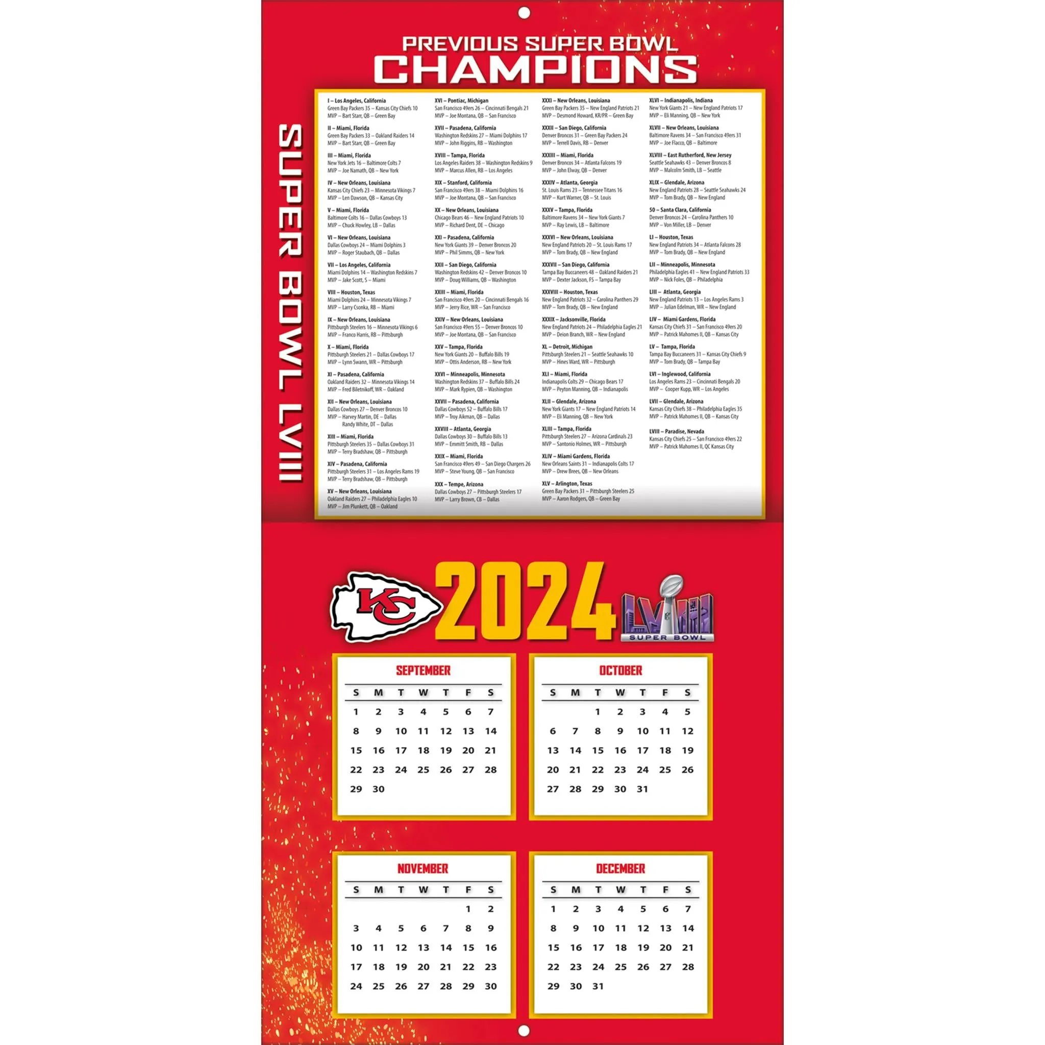 NFL Kansas City Chiefs Mini 2025 Calendar - Online Exclusive