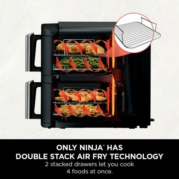 Ninja 7.6L Double Stack 2 Drawer Air Fryer - Black | SL300UK