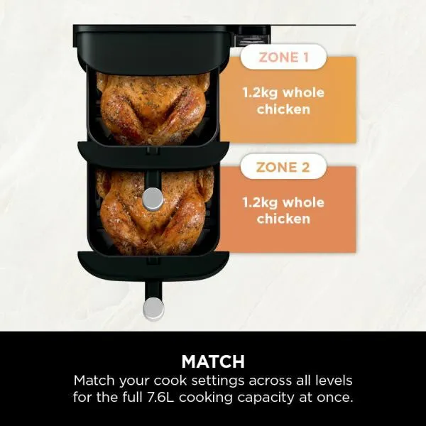 Ninja 7.6L Double Stack 2 Drawer Air Fryer - Black | SL300UK