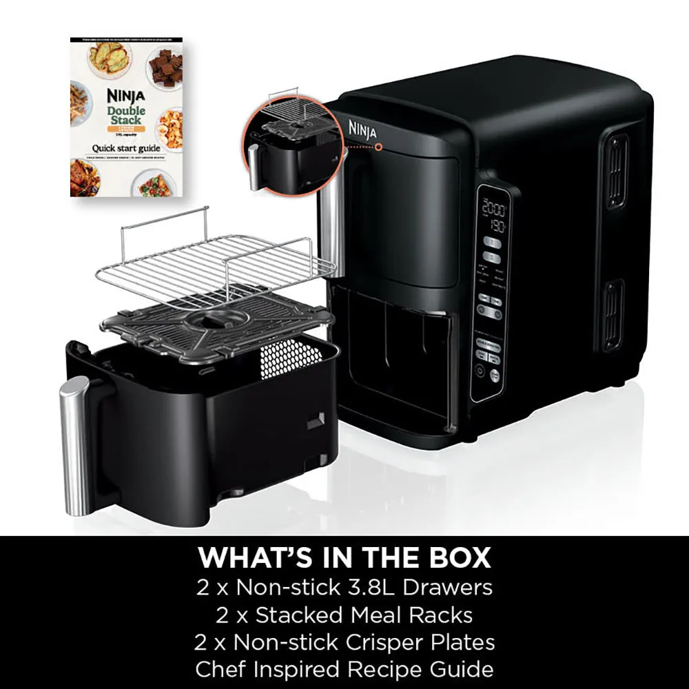 Ninja 7.6L Double Stack 2 Drawer Air Fryer - Black | SL300UK