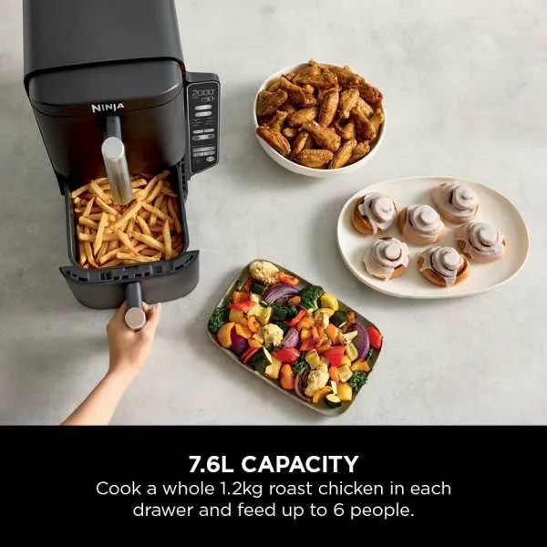 Ninja 7.6L Double Stack 2 Drawer Air Fryer - Black | SL300UK