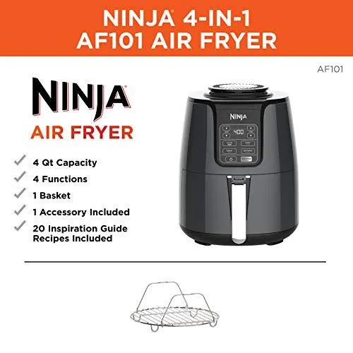 Ninja AF101 Air Fryer, 4 Qt, Black/gray